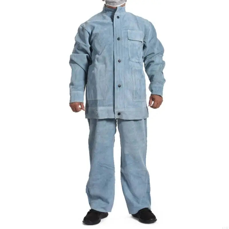Heavy Duty Leather Welding Garment Heat Resistant Work Wear 175Cm for Metal Fabrication & Temperature Environment K1KF Quake Blue CN