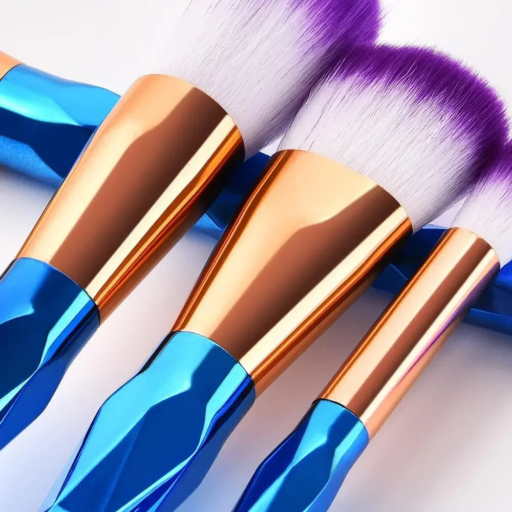 10Pcs/Set Diamond Shaped Handle Makeup Brushes Foundation Powder Concealer Blush Eye Lip Mixed Make up Brush Cosmetic Tool Quake