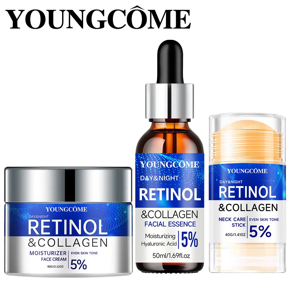 Retinol & Collagen Moisturizing Repair Cream and Serum Set Skin Collagen Essence Skin Care Set Cosmetics Travel Package Quake