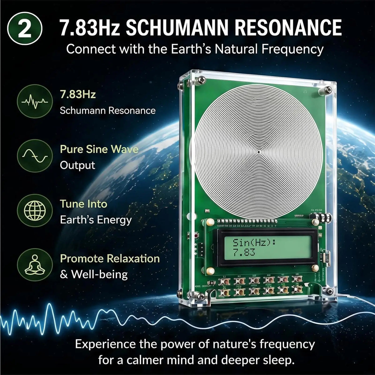 Frequency Generator 7.83hz USB Powered Sound Wave Resonance Device 0.1hz-100000hz Adjustable Calamity Frequency Generator Quake