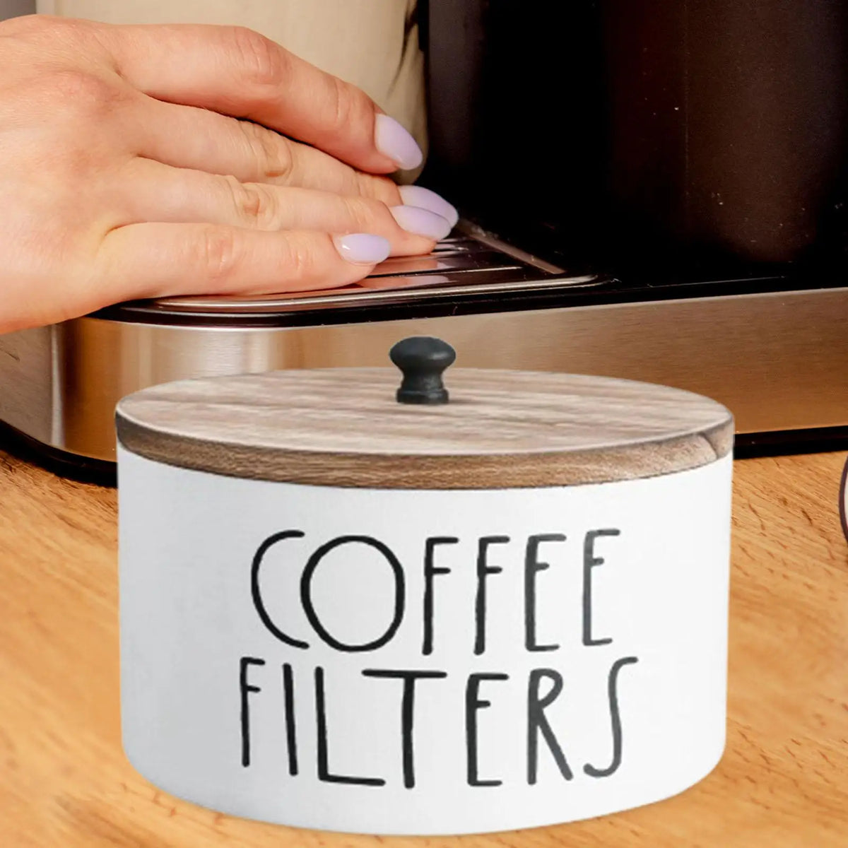 Coffee Filter Holder Decorative Accessories Dustproof Wood Coffee Filter Paper Stand for Hotel Office Travel Dining Coffee Shop Quake Default Title