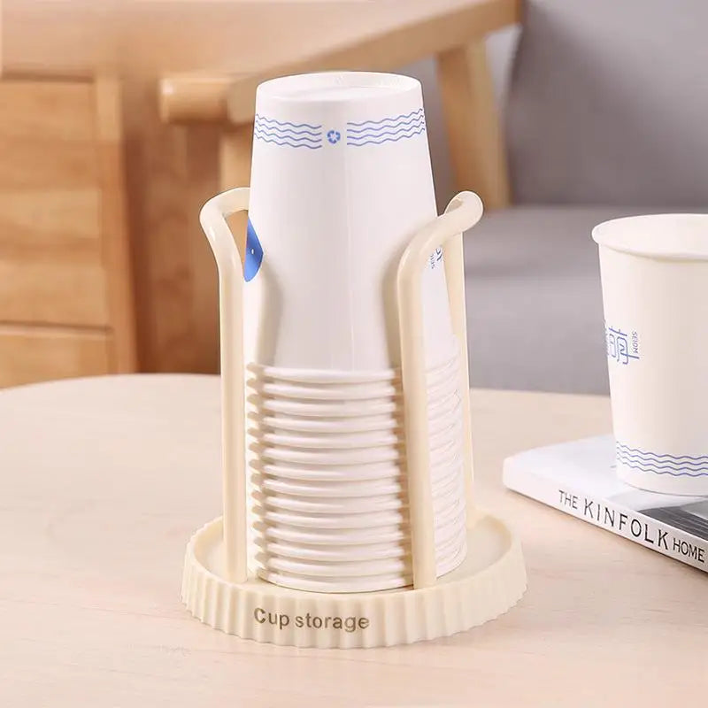 Household Disposable Paper Cup Holder, Desktop Paper Cup Storage Rack, Suitable For Living Room, Dining Room And Other Cup Taker Quake White