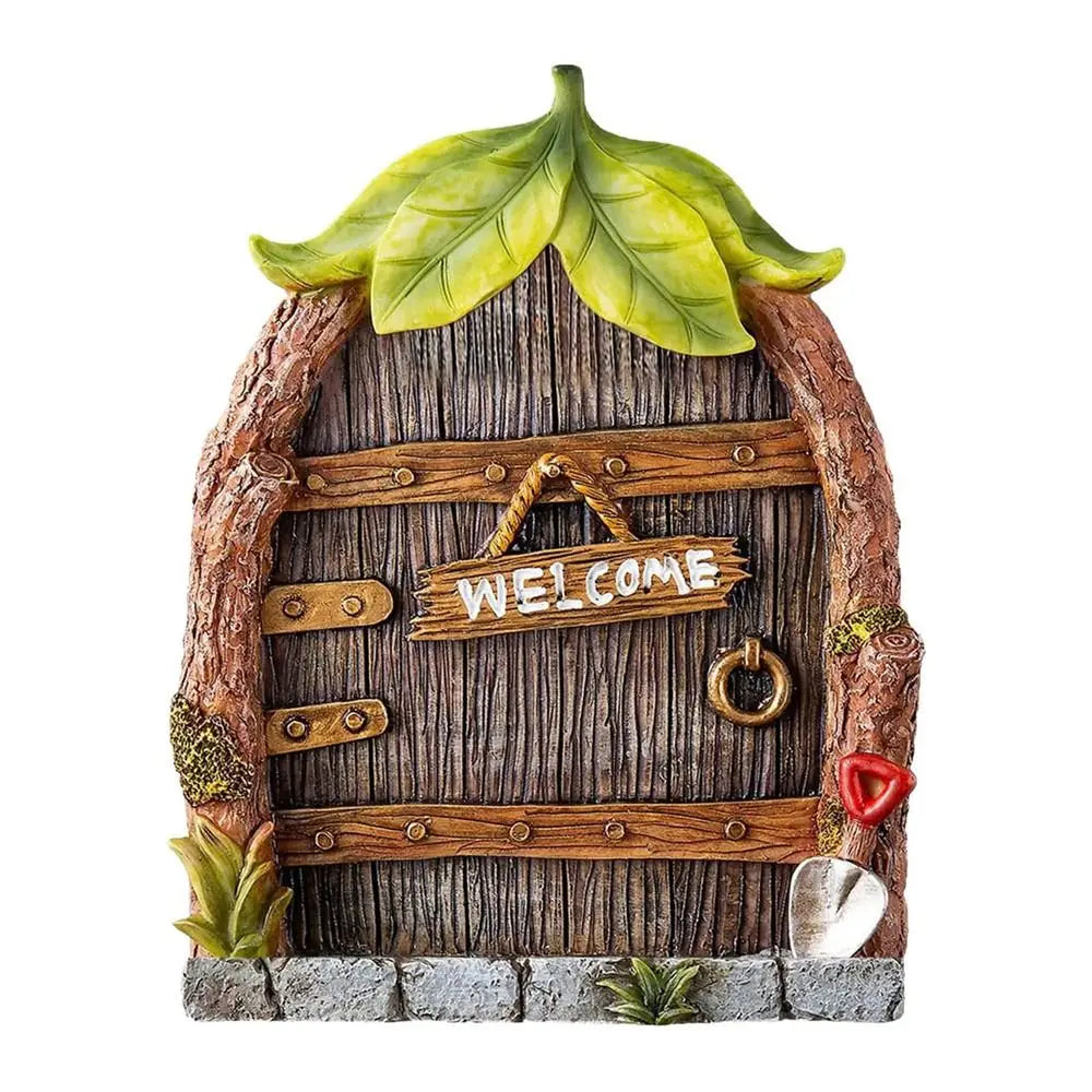 Miniature Fairy Door Figurines Statues for Outdoor Yard Art Garden Tree Decor Accessories With Engraved Design Fairy Garden Door Quake Style D