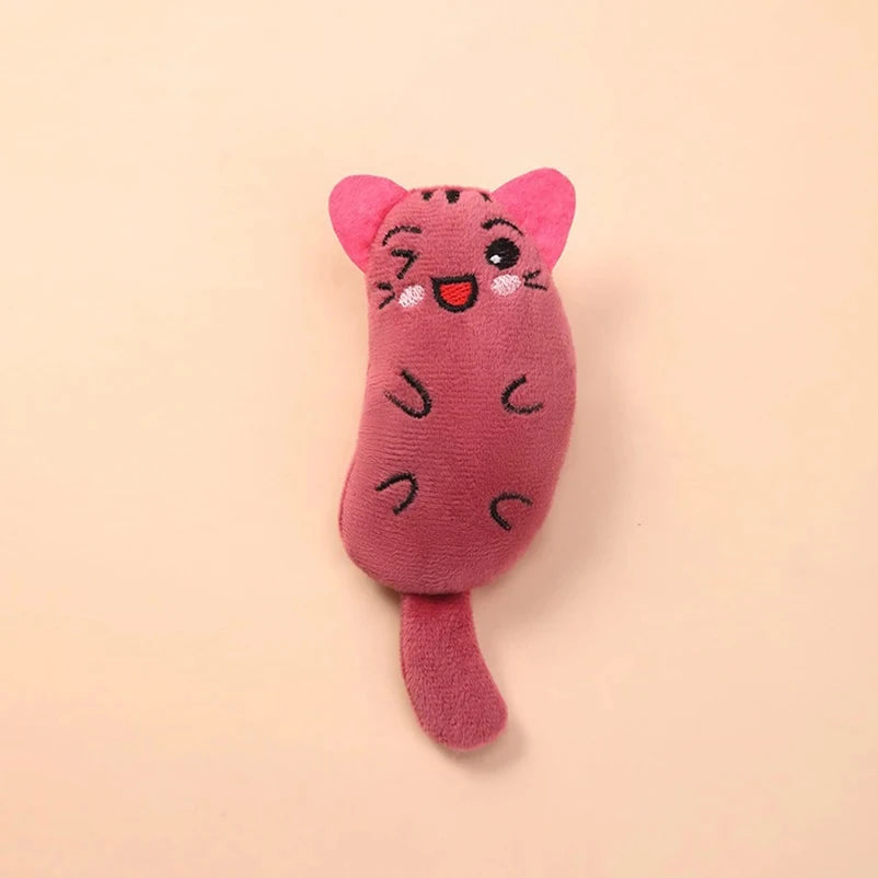 Tail Doll Catnip Pet Toy, Healing Cute Expression, Short Plush Material Soft Touch Cat Toy Quake Red
