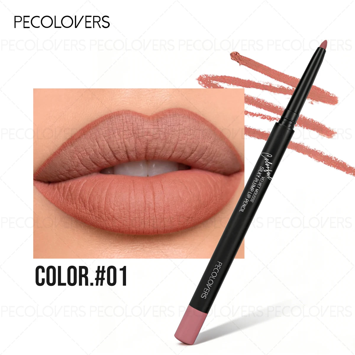 Matte Lip Liner, Natural Lipstick Pen for All Light Types, Accurate Defind Lip Lines, Nude Pink Beige Red Tones, Daily Makeup Quake 01