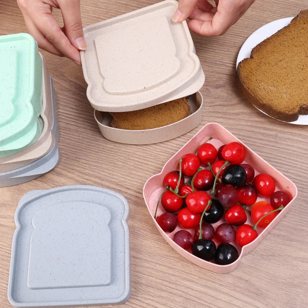Sandwich Food Storage Case Portable Container Salad Fruits Snack Storage Box with Lid Reusable Microwave Lunch Box Sandwich Case Quake