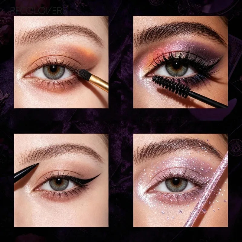 8PCS Face Set, Multi-color Eye Shadow Plate+eye Black+eyeliner Pen+makeup Tools, Waterproof and Durable, Halloween Makeup Quake