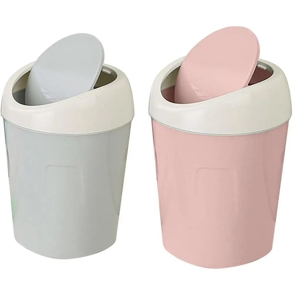 Mini Trash Can Creative Swing Cover Small Rubbish Can Plastic Storage Box Bedroom Bathroom Office Dorms Quake