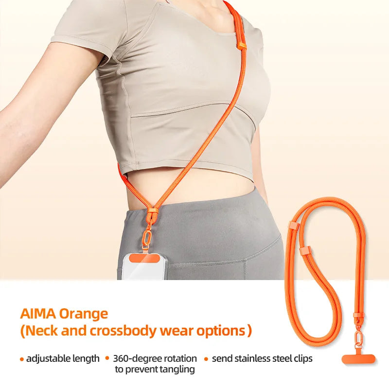 Phone Lanyard Adjustable Detachable Neck Cord Outdoor Universal Crossbody Strap Card Clip for Mobile Phone Case Quake Orange Nylon / Spandex