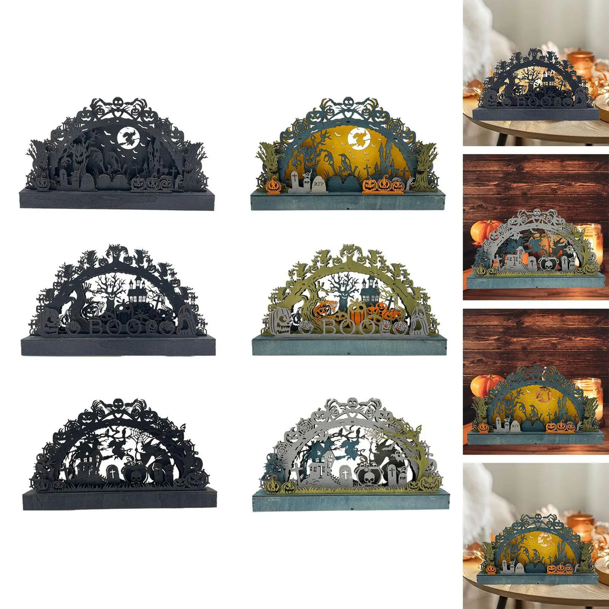 Halloween Tabletop Decoration Wooden Craft for Dinner Party Halloween Themed Quake