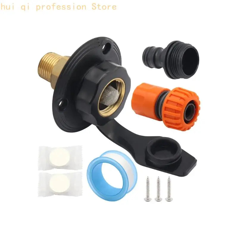 RVs Water Inlet System Brass Fitting Water Inlet For Camping Vehicles H8WE Quake Black CN
