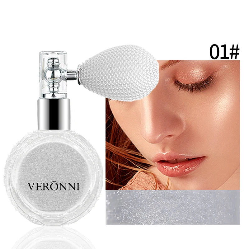 Fashion Highlighter Powder Spray High Gloss Glitter Powder Spray Shimmer Sparkle Powder Makeup for Face Body Highlight Makeup Quake 01
