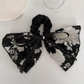 French Elegant Flower Streamer Bow Large Intestine Hair Band Women's New Retro High-end Headband Gentle Headgear Women Quake black