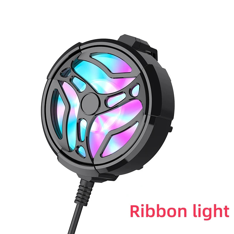 Gamepad Mobile Radiator Big Wind Mobile Fan Mini Portable Cooler for IPhone Samsung Huawei Xiaomi Mobile Phone Universal Quake Black With light