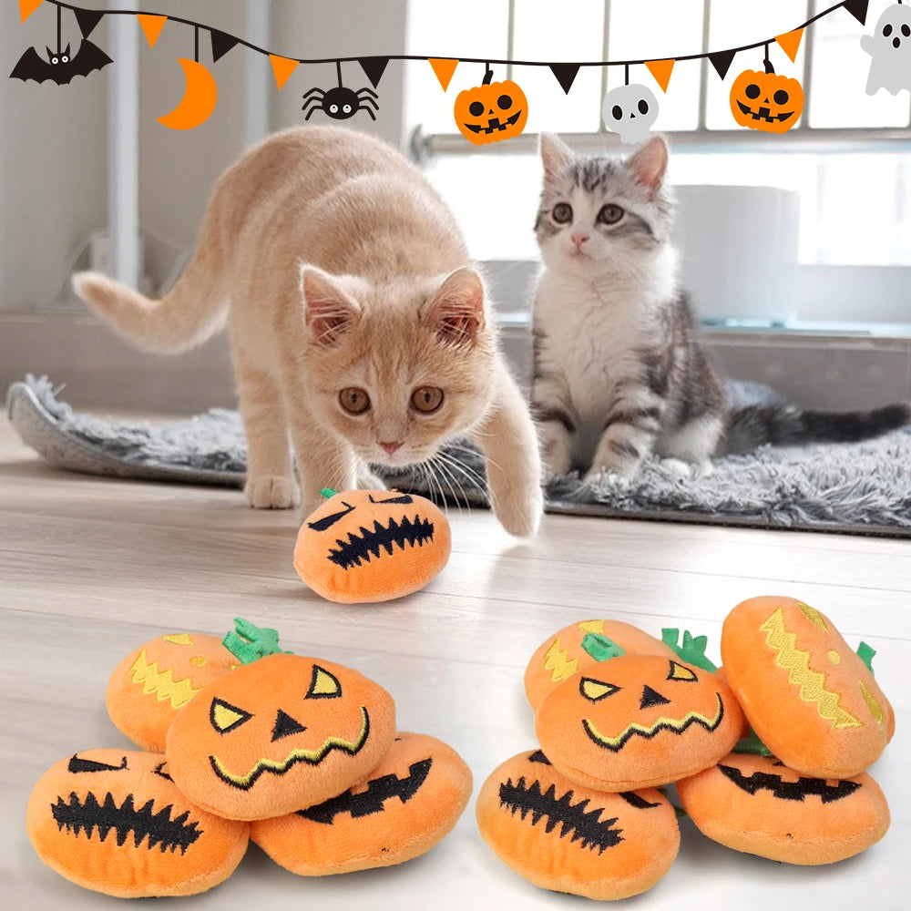 Halloween Dog Toy Funny Pumpkin Ghost Face Pet Biting Toys Soft Plush Cat Tooth Grinding Ball Can Make Sounds Dog Training Toys Quake