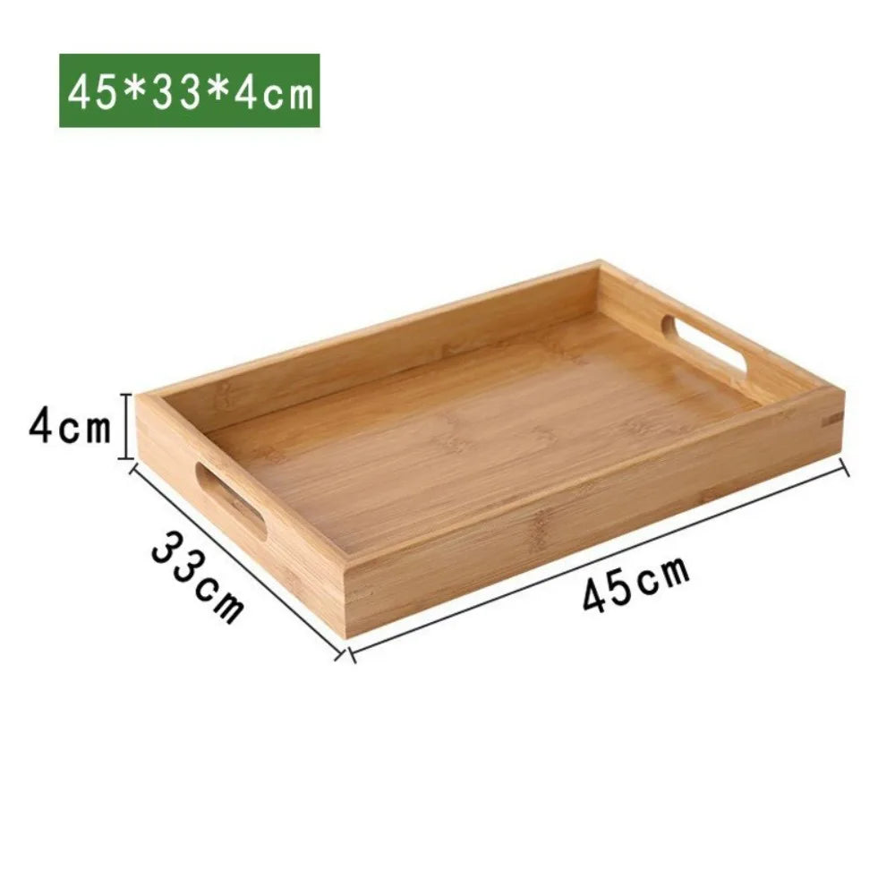 New Rectangular Storage Tray household Solid Wood Tea Tray Bamboo Water Cup Plate Home Living Room Quake 45-33-4cm
