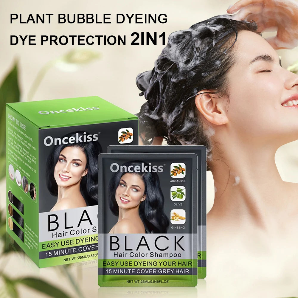 1 Box of 10 Hair Dye Instant Hair Dye Shampoo,Quick and Easy Hair Dye,Coloring Semi- Permanent Instant Hair Dye for Men&Women Quake