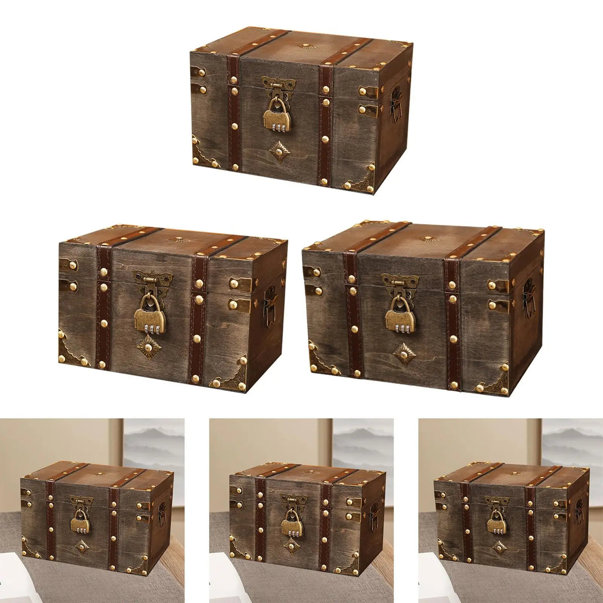 Vintage Wooden Storage Box Decorative Box for Small Objects Trinkets Jewelry Quake