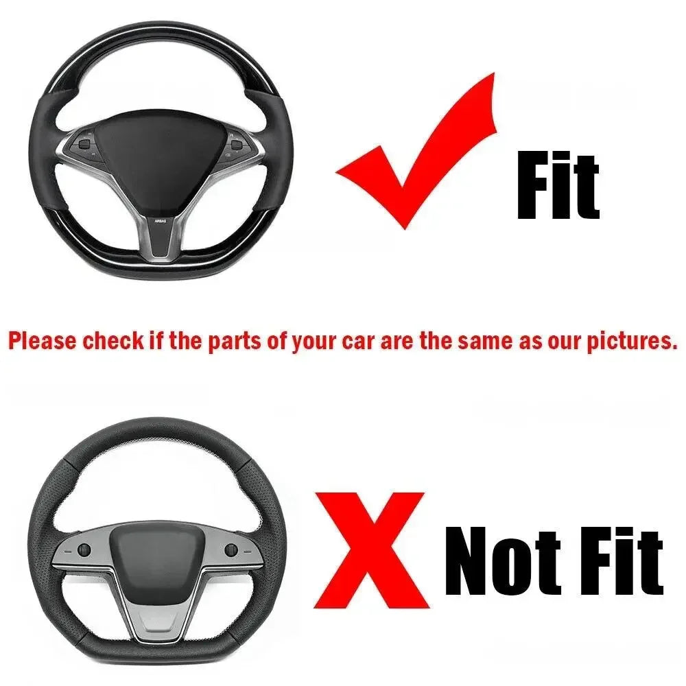 For Tesla Model X and Model S 2016-2021 ABS Carbon Fiber Style Inner Car Steering Wheel Panel Cover Trim Frame Decor Silver ABS Quake