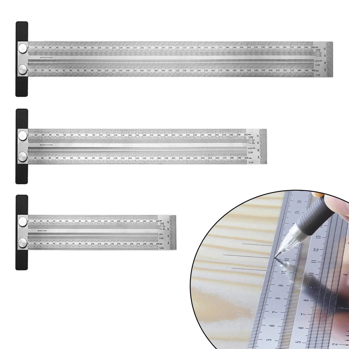 Hole Scale Ruler Woodworking Scribing Mark Line Gauge Carpenter Quake