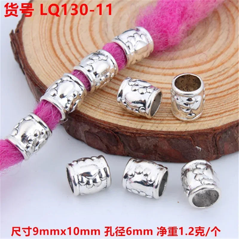 African Braiding Hair Rings Vintage Spiral Braids Hair Styling Tools Accessories Silver Gold Beads for Hair Braids Dreadlock Quake 5pcs LQ130-11