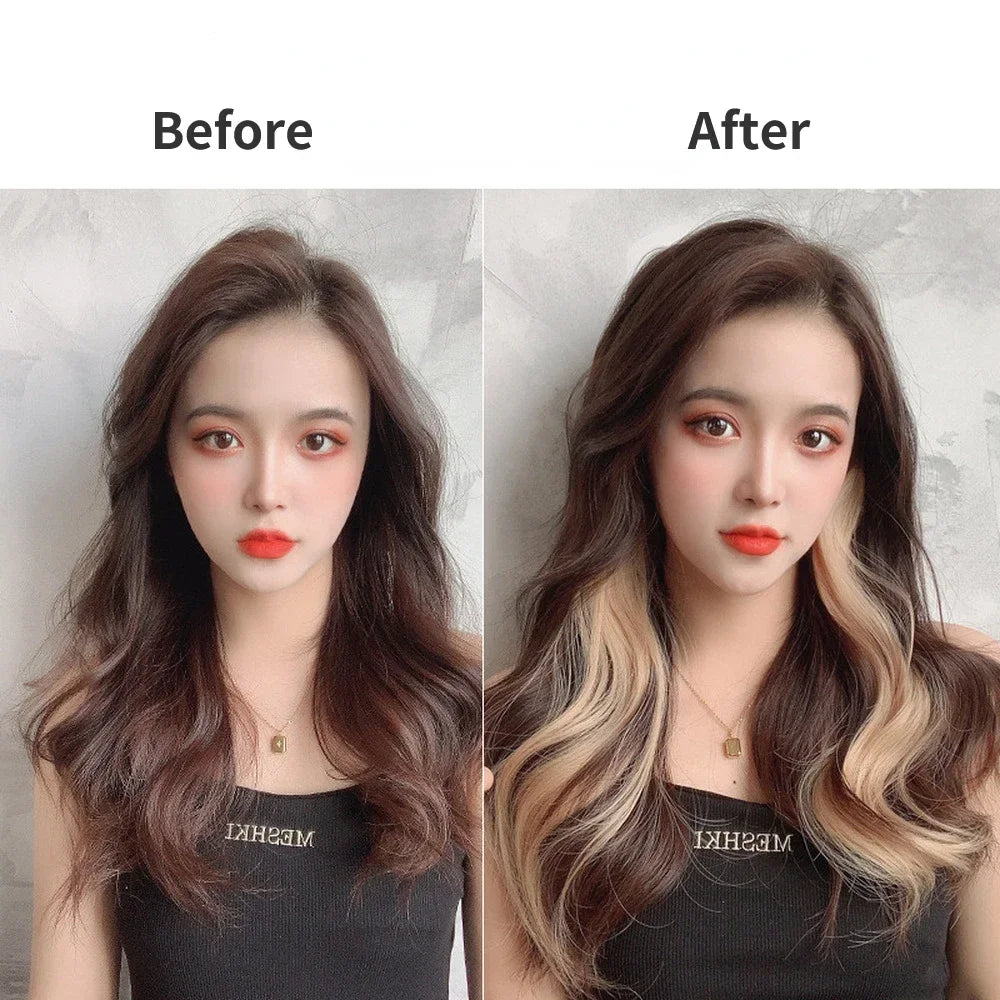 55cm Synthetic Hairclip in Curly Hair Extension Colored Curling Hairclip Hair Piece Invisible Hair Style Extension False Piece Quake