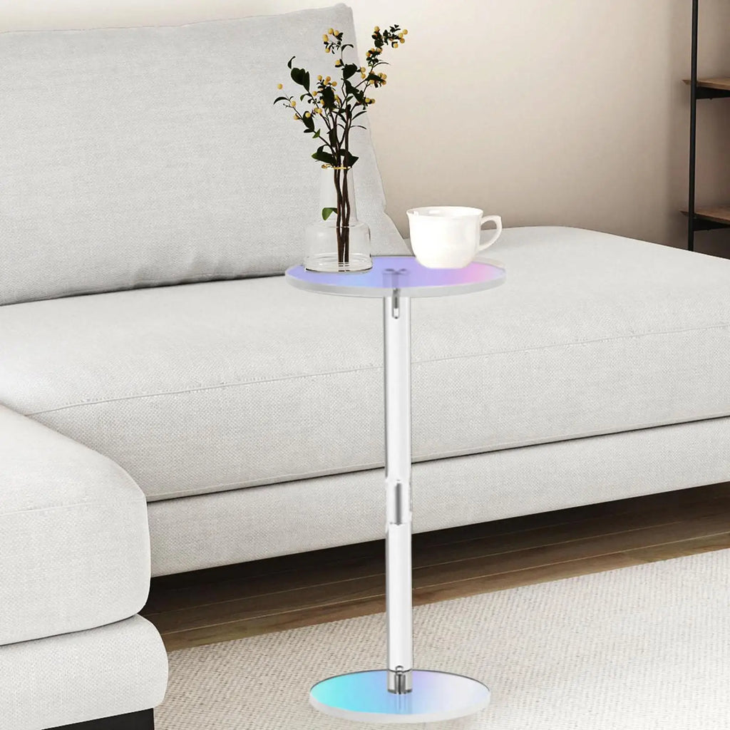 Acrylic Round Bedside Table Minimalist Design Accent Drink Table Coffee Table for Living Room Office Quake
