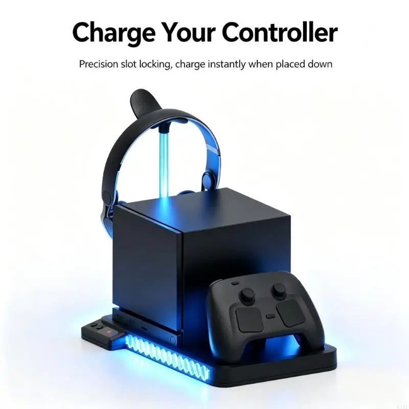 Multifunction Gaming System Cooling Charging Dock with USB Expansion, Controller Charging Slot, Headphone Holder & Soft K1KF Quake CN