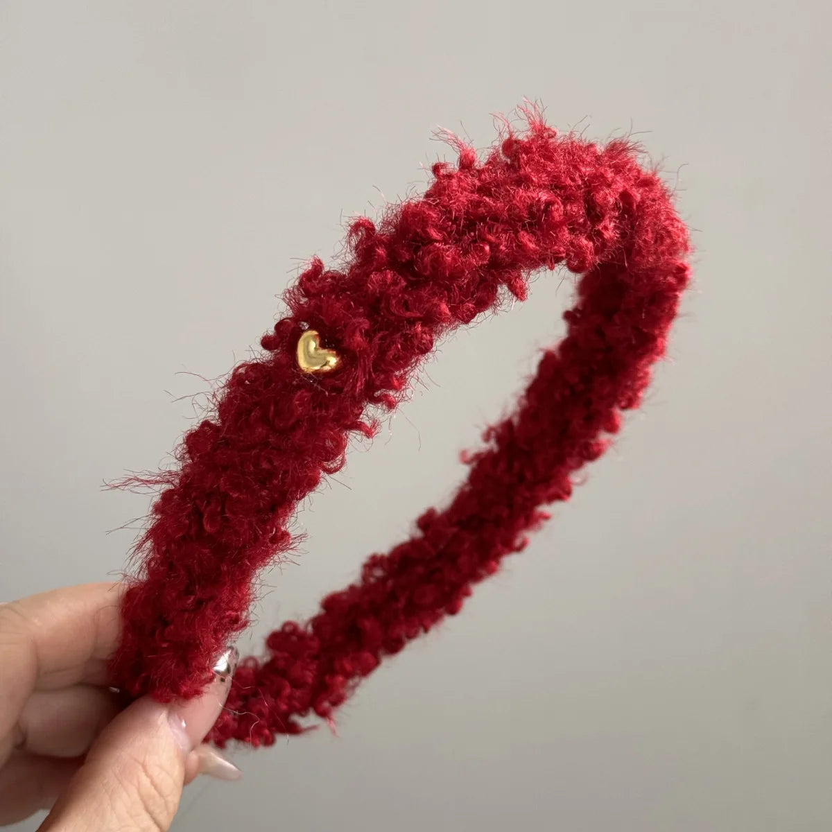 Winter Fleece Plush Headbands Retro Woolen Knitting Hair Band Women Girls Temperament Versatile Hair Hoop Christmas Accessories Quake red