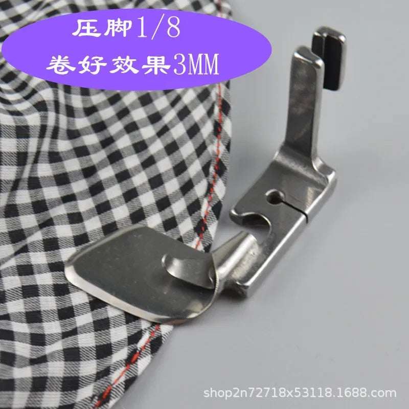 Industrial Sewing Machine Multi-Function Curved Hemming Foot Hem Pull Tube Presser Foot Silk Chiffon Skirt Crimping Presser Foot Quake 3MM