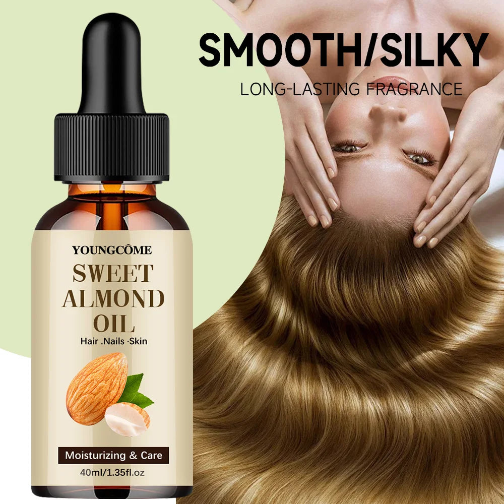 40/60ml Pure Natural Almond Essential Oil Moisturizing Skin Face Hair Care Massage Diffuser Oil Quake