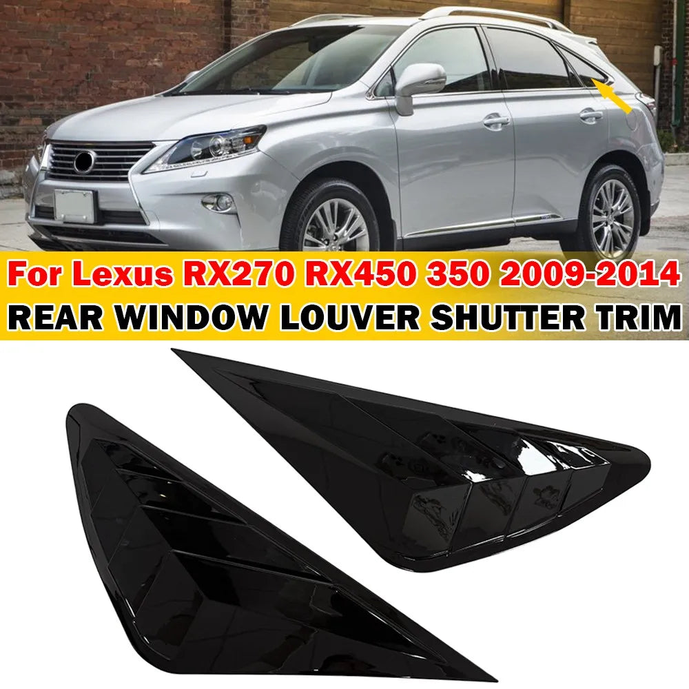 For Lexus RX270 RX350 RX450 2009-2014 Car Rear Louver Window Side Shutter Cover Trim Sticker Vent Scoop ABS Carbon Accessories Quake