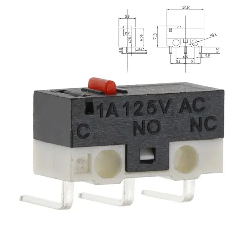 Micro Limit Switch 1A 125V Mouse Switch SPDT 3Pin Momentary Push Button Switch Without Handle/ With Handle/ With Roller Handle Quake BENT FOOT-2 1000PCS