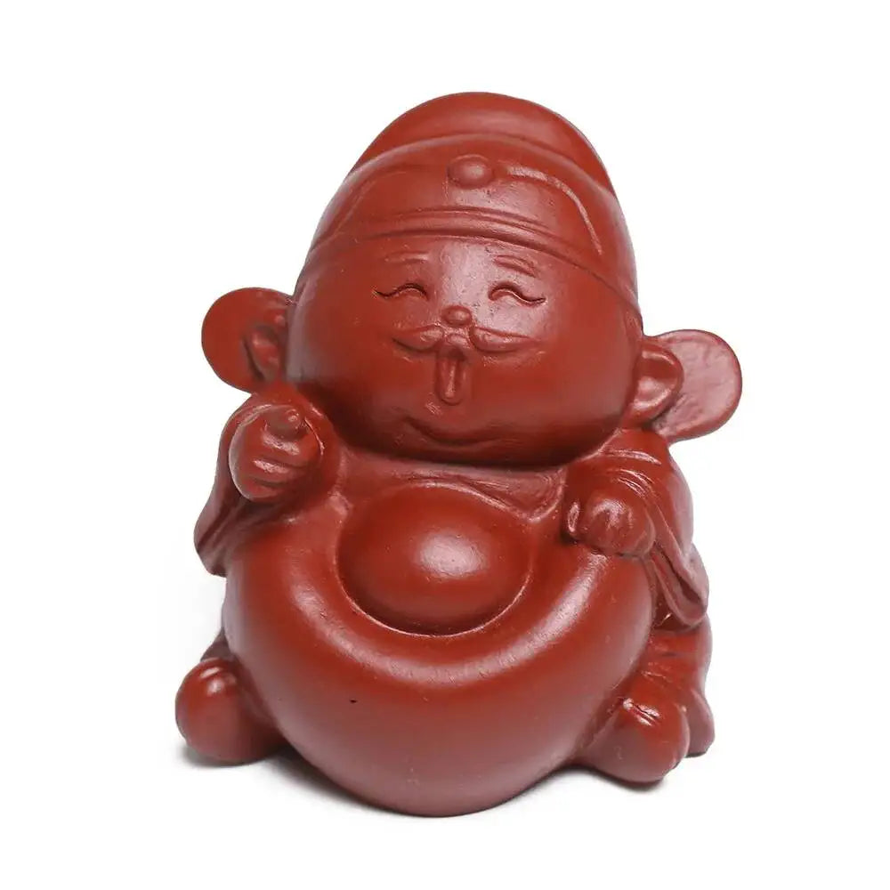 Zisha Tea Pet God Of Wealth Small Figurine Sculpture ea Plaything Tea Table Living Room Quake