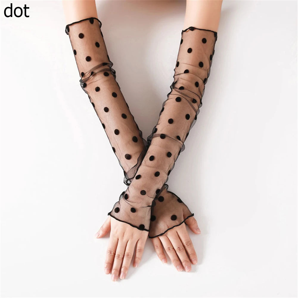 Spring Summer Fashion Sleeves Mesh Lace Thin Long-Sleeved Bike Breathable Cycling Gloves Driving Arm Warmers Sleeves Quake dot