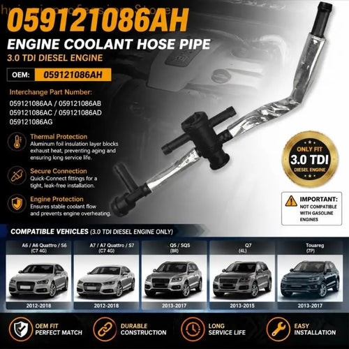 059121086AH Coolant Connecting Pipe with Multiple Molded Branch Ports and Connection Ends to Carry Coolant Through Engine Quake