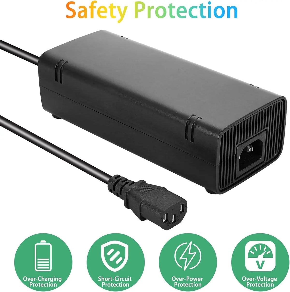 For Xbox 360 E, Power Supply Brick with Power Cord, AC Adapter Power for Microsoft Xbox 360 E Console, 100-240V Quake