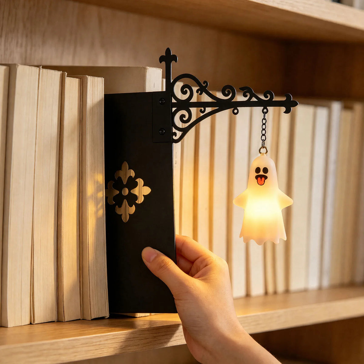 Library Lamp Lantern Light Iron Bookshelf Reading Corner Decor Warm Atmospheric Glow Shelf Art Quake