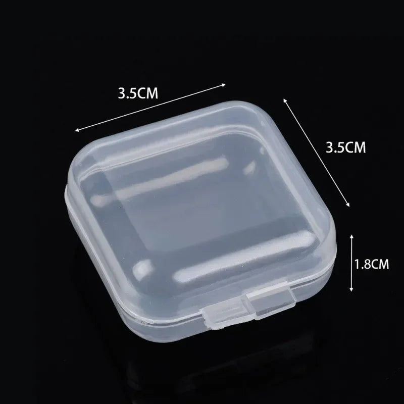 100/1PCS Mini Plastic Storage Box Transparent Dustproof Jewelry Container Portable Earring Ring Earplugs Packaging Storage Box Quake