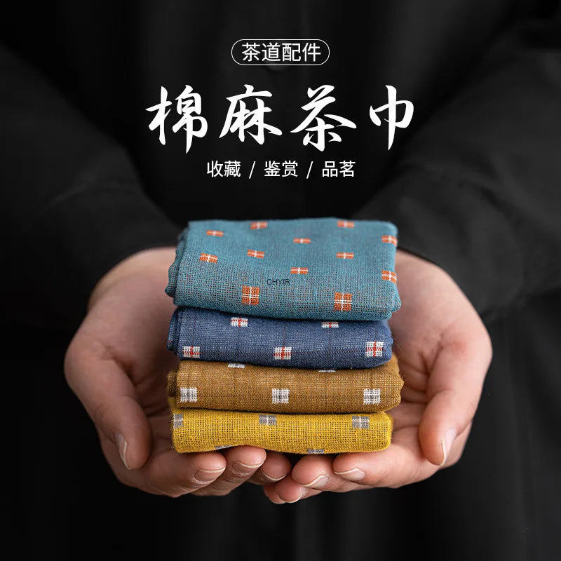 Japanese Handmade Cotton Linen Absorbent Tea Towel Tea Mat Tea Cloth Tea Tablecloth Zen Tea Table Cloth Quake