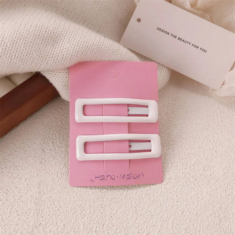White hairpin female summer forehead side bangs clip nurse hat fixed hairpin sweet bb clip one-word clip headdress Quake 5711 square
