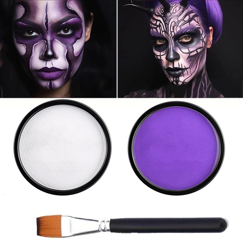 30G Monochromatic Face Body Paint,Adult Body Paint Set,FX Clown Vampire Skeleton Role Play Halloween Joker Makeup Body Paint Quake 3Pcs A9
