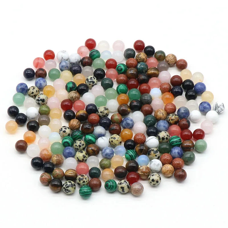 10Pcs Random Natural Stone Marquetry Beads Rose Quartz Amethyst Beads Non-porous-ball 8mm DIY Round Beads Wholesale Quake