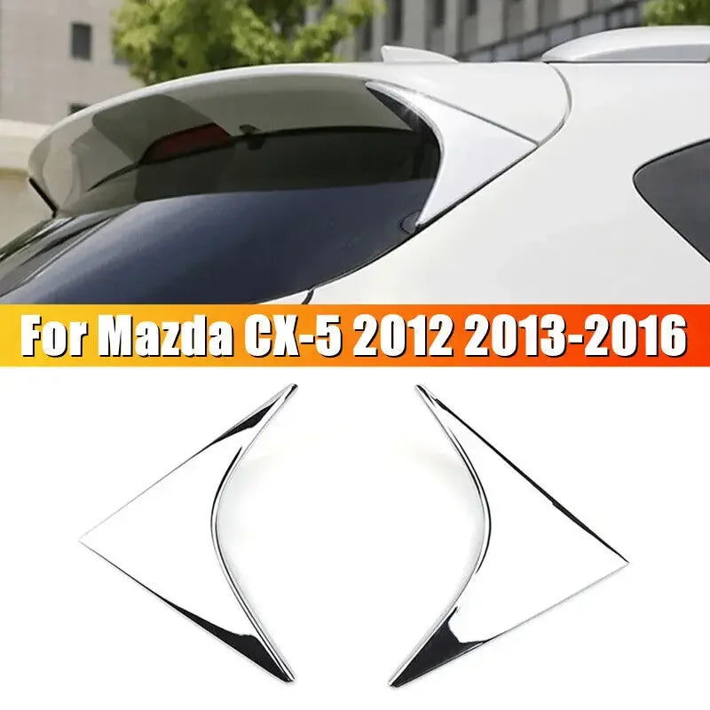 For Mazda CX-5 2012-2016 2Pcs Car Rear Window Spoiler Side Wing Cover Trim ABS Sticker Silver Chrome Decor Body Accessories Auto Quake Default Title