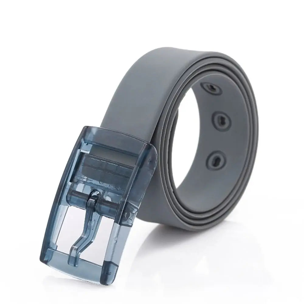 Fashion Luxury Brand Design Silicone Belt Couple Casual Square Pin Buckle Belt Metal Free Waistbands Quake grey