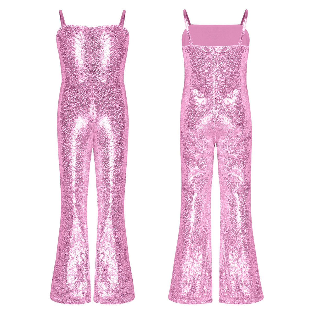 Shiny Halloween Hippie Costume Bell Bottom Jumpsuit for Girls Movie Character Sequins Disco Outfit 70s 80s Prom Party Costume Quake