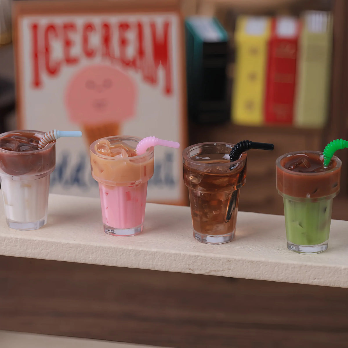 20pcs Miniature Resin Ice Coffee Drink Straw Juice Cup Simulation Food DIY Kitchen Food For Dollhouse Jewelry Making Accessories Quake