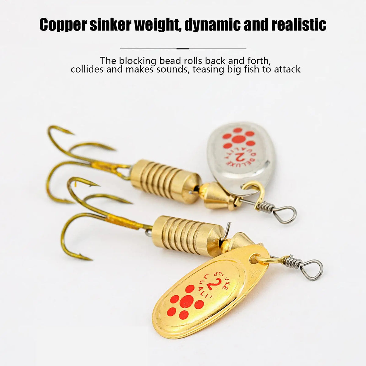 10pcs Spinner Baits for Bass Fishing High-reflective Gold Silver Color Spinner Baits Metal Lures for Bass Beginner Professionals Quake