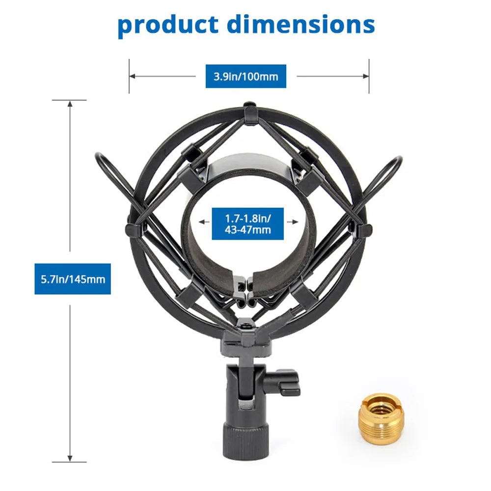 Universal Microphone Shock Mount Anti Vibration Isolation Clip Holder for 42.4mm Condenser Mic Quake