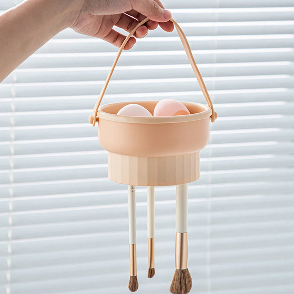 Makeup Brush Cleaning Bowl Beauty Egg Cleaning Tool Storage Set Brush Powder Puff Dry Cleaning Silicone Drying Shelf Quake Yellow white